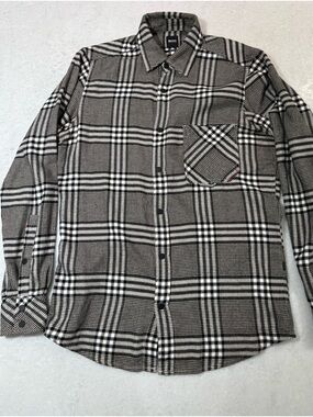 BOSS ORANGE Black and White Plaid Button-Down Shirt